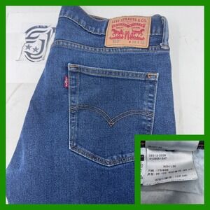 Levi's 513 Slim Straight Fit Jeans Mens W34 L32 Dark‎ Wash Denim